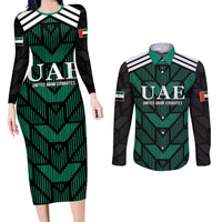 Custom UAE Football Couples Matching Long Sleeve Bodycon Dress and Long Sleeve Button Shirt Green Concept 19-2020 LT9 - Wonder Print Shop