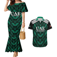 Custom UAE Football Couples Matching Mermaid Dress and Hawaiian Shirt Green Concept 19-2020 LT9 - Wonder Print Shop