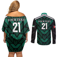 Custom UAE Football Couples Matching Off Shoulder Short Dress and Long Sleeve Button Shirt Green Concept 19-2020 LT9 - Wonder Print Shop