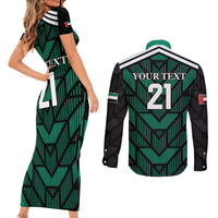 Custom UAE Football Couples Matching Short Sleeve Bodycon Dress and Long Sleeve Button Shirt Green Concept 19-2020 LT9 - Wonder Print Shop