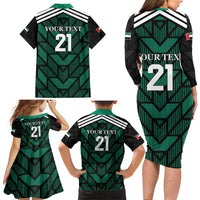 Custom UAE Football Family Matching Long Sleeve Bodycon Dress and Hawaiian Shirt Green Concept 19-2020 LT9 - Wonder Print Shop