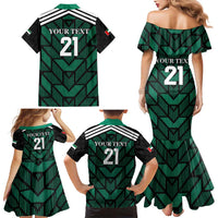 Custom UAE Football Family Matching Mermaid Dress and Hawaiian Shirt Green Concept 19-2020 LT9 - Wonder Print Shop