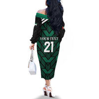 Custom UAE Football Family Matching Off The Shoulder Long Sleeve Dress and Hawaiian Shirt Green Concept 19-2020 - Wonder Print Shop
