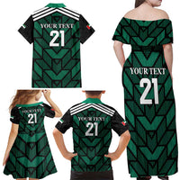 Custom UAE Football Family Matching Off Shoulder Maxi Dress and Hawaiian Shirt Green Concept 19-2020 LT9 - Wonder Print Shop