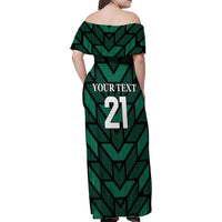 Custom UAE Football Family Matching Off Shoulder Maxi Dress and Hawaiian Shirt Green Concept 19-2020 LT9 - Wonder Print Shop