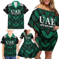 Custom UAE Football Family Matching Off Shoulder Short Dress and Hawaiian Shirt Green Concept 19-2020 LT9 - Wonder Print Shop