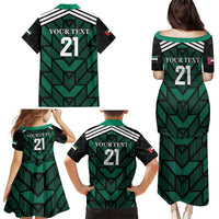 Custom UAE Football Family Matching Puletasi and Hawaiian Shirt Green Concept 19-2020 - Wonder Print Shop