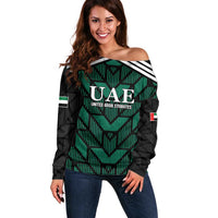 Custom UAE Football Off Shoulder Sweater Green Concept 19-2020 - Wonder Print Shop