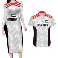 Custom UAE Football Couples Matching Long Sleeve Bodycon Dress and Hawaiian Shirt The Whites Concept 19-2020 LT9 - Wonder Print Shop