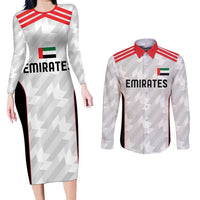 Custom UAE Football Couples Matching Long Sleeve Bodycon Dress and Long Sleeve Button Shirt The Whites Concept 19-2020 LT9 - Wonder Print Shop