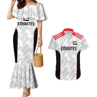 Custom UAE Football Couples Matching Mermaid Dress and Hawaiian Shirt The Whites Concept 19-2020 LT9 - Wonder Print Shop
