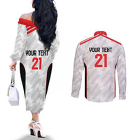 Custom UAE Football Couples Matching Off The Shoulder Long Sleeve Dress and Long Sleeve Button Shirt The Whites Concept 19-2020