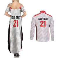 Custom UAE Football Couples Matching Summer Maxi Dress and Long Sleeve Button Shirt The Whites Concept 19-2020 LT9 - Wonder Print Shop