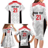 Custom UAE Football Family Matching Long Sleeve Bodycon Dress and Hawaiian Shirt The Whites Concept 19-2020 LT9 - Wonder Print Shop