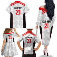 Custom UAE Football Family Matching Off The Shoulder Long Sleeve Dress and Hawaiian Shirt The Whites Concept 19-2020 - Wonder Print Shop