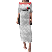 Custom UAE Football Family Matching Puletasi and Hawaiian Shirt The Whites Concept 19-2020 - Wonder Print Shop