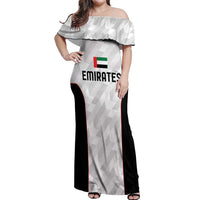 Custom UAE Football Off Shoulder Maxi Dress The Whites Concept 19-2020 - Wonder Print Shop