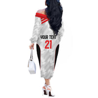 Custom UAE Football Off The Shoulder Long Sleeve Dress The Whites Concept 19-2020 - Wonder Print Shop