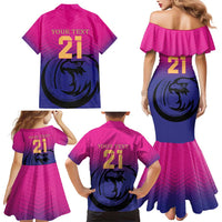 Custom UAE Cricket Family Matching Mermaid Dress and Hawaiian Shirt United Arab Emirates Falcon Sporty Pattern LT9 - Wonder Print Shop