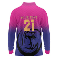 Custom UAE Cricket Long Sleeve Polo Shirt United Arab Emirates Falcon Sporty Pattern - Wonder Print Shop