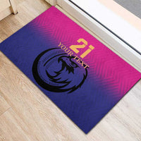 Custom UAE Cricket Rubber Doormat United Arab Emirates Falcon Sporty Pattern - Wonder Print Shop