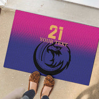 Custom UAE Cricket Rubber Doormat United Arab Emirates Falcon Sporty Pattern - Wonder Print Shop