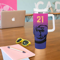 Custom UAE Cricket Tumbler With Handle United Arab Emirates Falcon Sporty Pattern - Wonder Print Shop