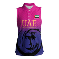 Custom UAE Cricket Women Sleeveless Polo Shirt United Arab Emirates Falcon Sporty Pattern - Wonder Print Shop