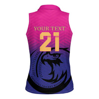 Custom UAE Cricket Women Sleeveless Polo Shirt United Arab Emirates Falcon Sporty Pattern - Wonder Print Shop