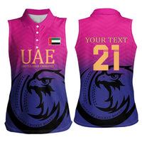 Custom UAE Cricket Women Sleeveless Polo Shirt United Arab Emirates Falcon Sporty Pattern - Wonder Print Shop