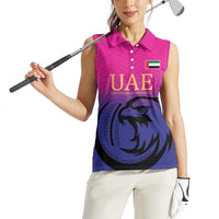 Custom UAE Cricket Women Sleeveless Polo Shirt United Arab Emirates Falcon Sporty Pattern - Wonder Print Shop