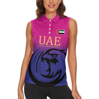 Custom UAE Cricket Women Sleeveless Polo Shirt United Arab Emirates Falcon Sporty Pattern - Wonder Print Shop