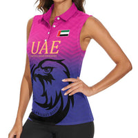Custom UAE Cricket Women Sleeveless Polo Shirt United Arab Emirates Falcon Sporty Pattern - Wonder Print Shop