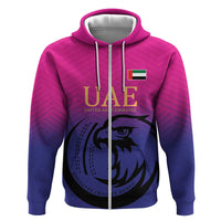 Custom UAE Cricket Zip Hoodie United Arab Emirates Falcon Sporty Pattern - Wonder Print Shop
