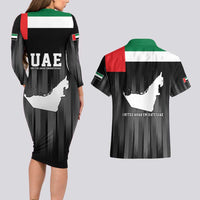United Arab Emirates Couples Matching Long Sleeve Bodycon Dress and Hawaiian Shirt UAE Emblem Hawk of Quraish LT9 - Wonder Print Shop
