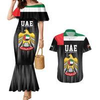 United Arab Emirates Couples Matching Mermaid Dress and Hawaiian Shirt UAE Emblem Hawk of Quraish LT9 - Wonder Print Shop
