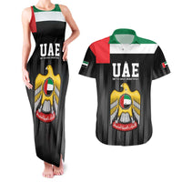 United Arab Emirates Couples Matching Tank Maxi Dress and Hawaiian Shirt UAE Emblem Hawk of Quraish LT9 - Wonder Print Shop