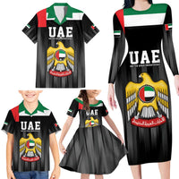 United Arab Emirates Family Matching Long Sleeve Bodycon Dress and Hawaiian Shirt UAE Emblem Hawk of Quraish LT9 - Wonder Print Shop