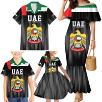 United Arab Emirates Family Matching Mermaid Dress and Hawaiian Shirt UAE Emblem Hawk of Quraish LT9 - Wonder Print Shop