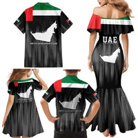 United Arab Emirates Family Matching Mermaid Dress and Hawaiian Shirt UAE Emblem Hawk of Quraish LT9 - Wonder Print Shop