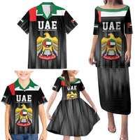 United Arab Emirates Family Matching Puletasi and Hawaiian Shirt UAE Emblem Hawk of Quraish - Wonder Print Shop