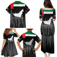 United Arab Emirates Family Matching Puletasi and Hawaiian Shirt UAE Emblem Hawk of Quraish - Wonder Print Shop