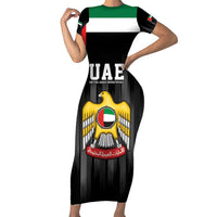 United Arab Emirates Family Matching Short Sleeve Bodycon Dress and Hawaiian Shirt UAE Emblem Hawk of Quraish - Wonder Print Shop