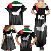 United Arab Emirates Family Matching Summer Maxi Dress and Hawaiian Shirt UAE Emblem Hawk of Quraish - Wonder Print Shop