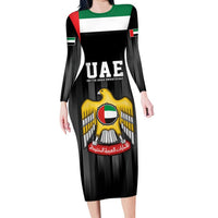United Arab Emirates Long Sleeve Bodycon Dress UAE Emblem Hawk of Quraish - Wonder Print Shop