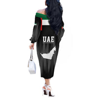 United Arab Emirates Off The Shoulder Long Sleeve Dress UAE Emblem Hawk of Quraish - Wonder Print Shop