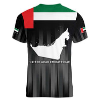 United Arab Emirates Women V-Neck T-Shirt UAE Emblem Hawk of Quraish - Wonder Print Shop