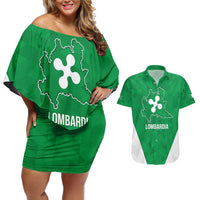 Personalized Italy Lombardy Couples Matching Off Shoulder Short Dress and Hawaiian Shirt Inspiration Flags Style