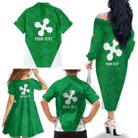 Personalized Italy Lombardy Family Matching Off The Shoulder Long Sleeve Dress and Hawaiian Shirt Inspiration Flags Style