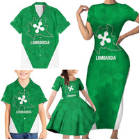 Personalized Italy Lombardy Family Matching Short Sleeve Bodycon Dress and Hawaiian Shirt Inspiration Flags Style